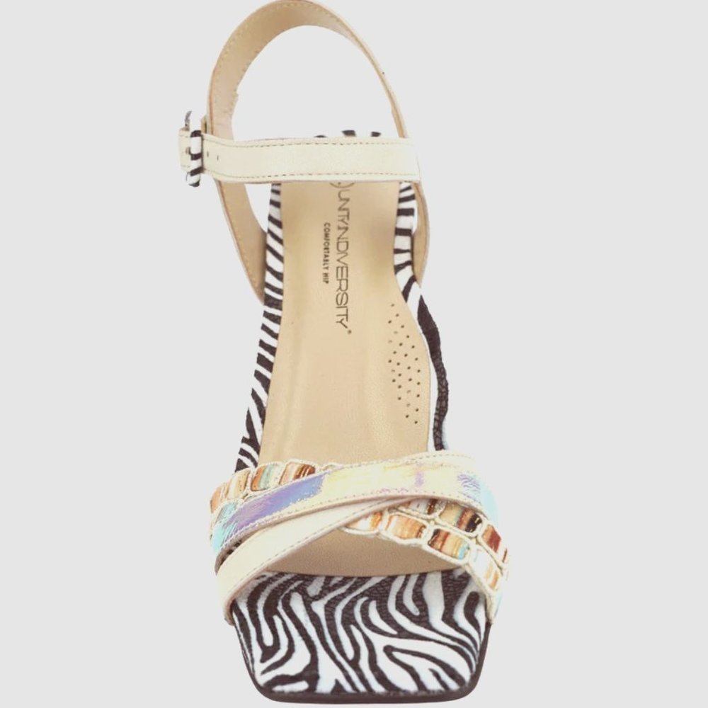 NEW Unity in Diversity ZAHRA ART TO WEAR Multi Ankle Strap Heels EU 39 US 8/8.5